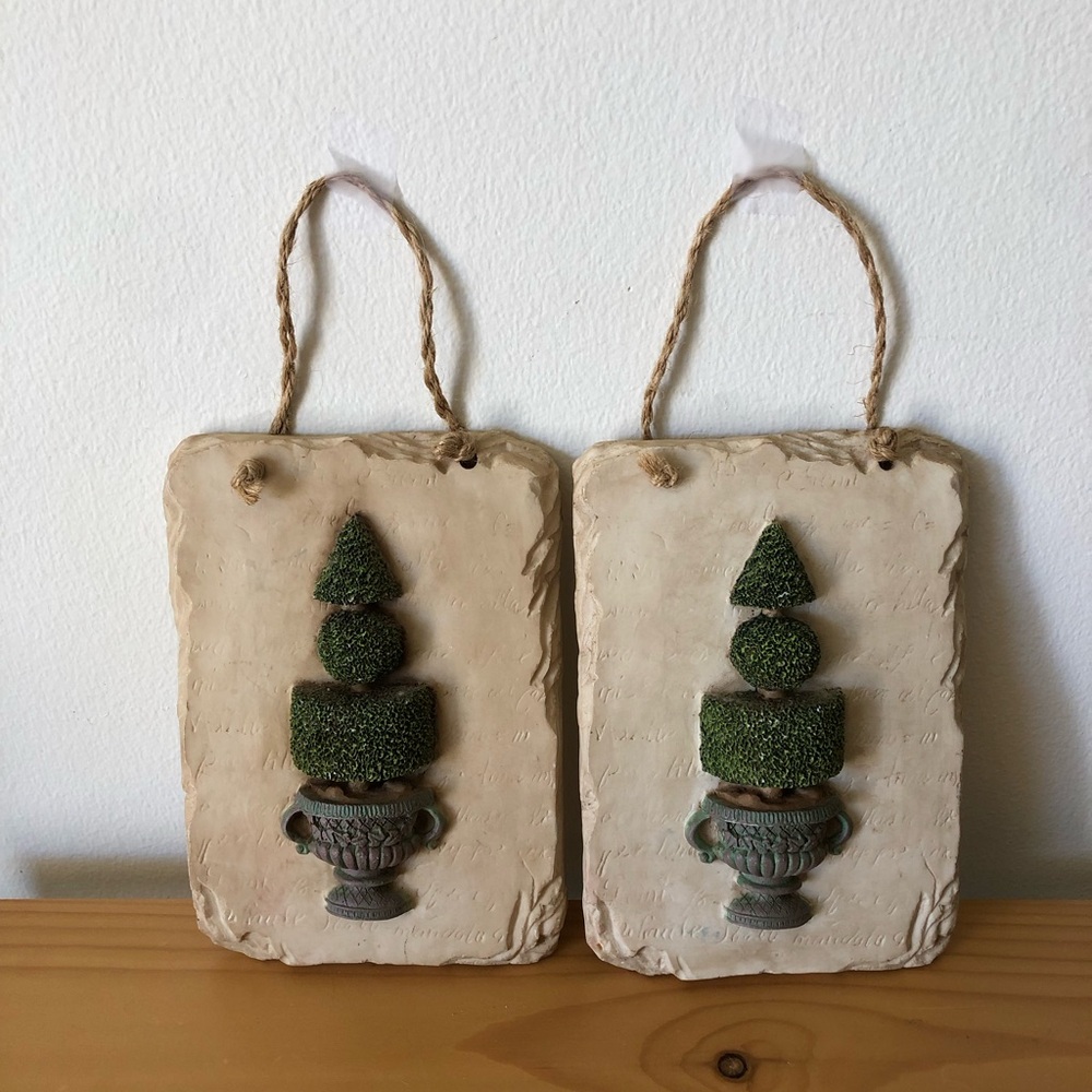 Vintage Decoline 3D Resin Topiary Plaques Wall Hanging Tuscan Style Handmade